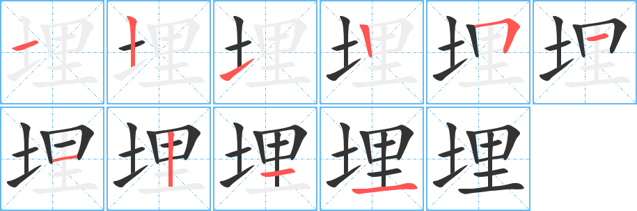 埋的筆順分步演示