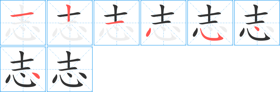 志的筆順?lè)植窖菔?>
					
                    <hr />
                    <h2>志的基本信息</h2>
                    <div   id=