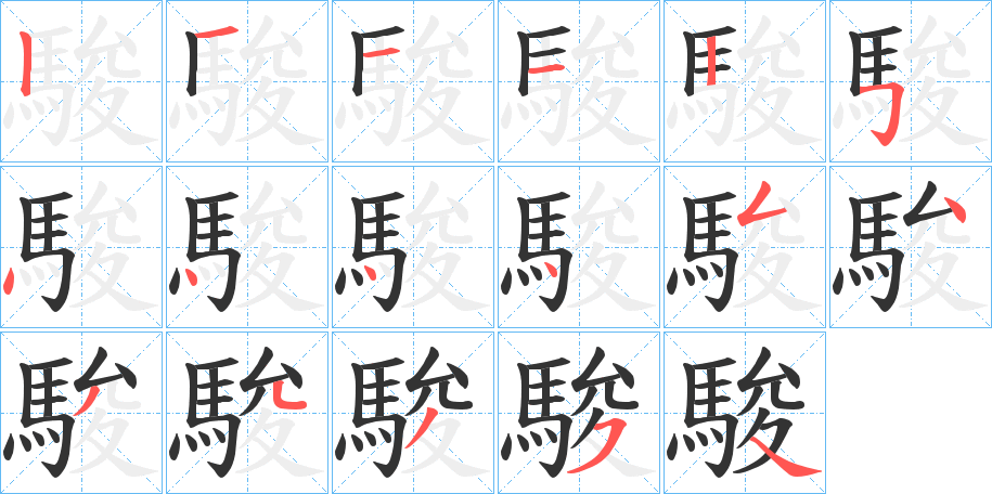 駿的筆順分步演示